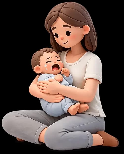 Bebek atak haftasi huzursuzluk ilustrasyonu