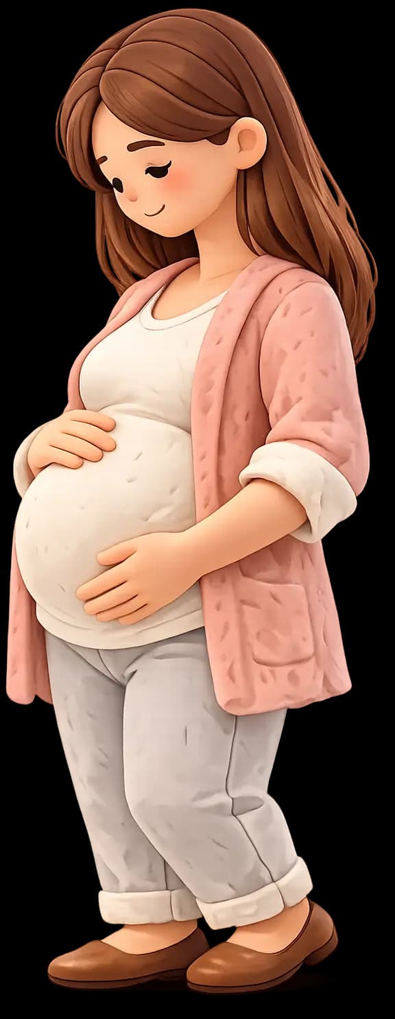 Gebelik hesaplama bölümünü temsil eden hamile kadın illüstrasyonu